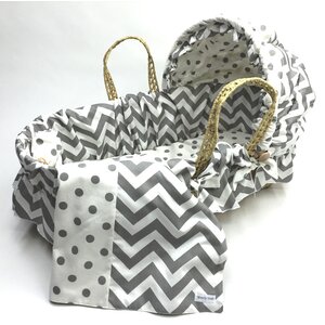 Chevron Moses Basket Bedding Set With Canopy