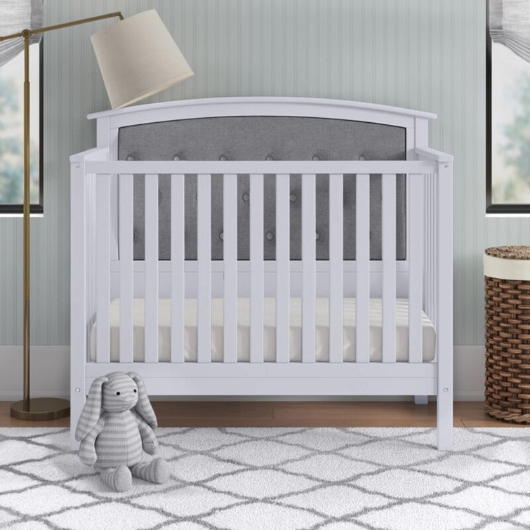 upholstered crib grey
