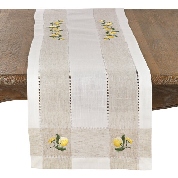 Beagley Lemon Linen Blend Hemstitched Table Runner by August Grove
