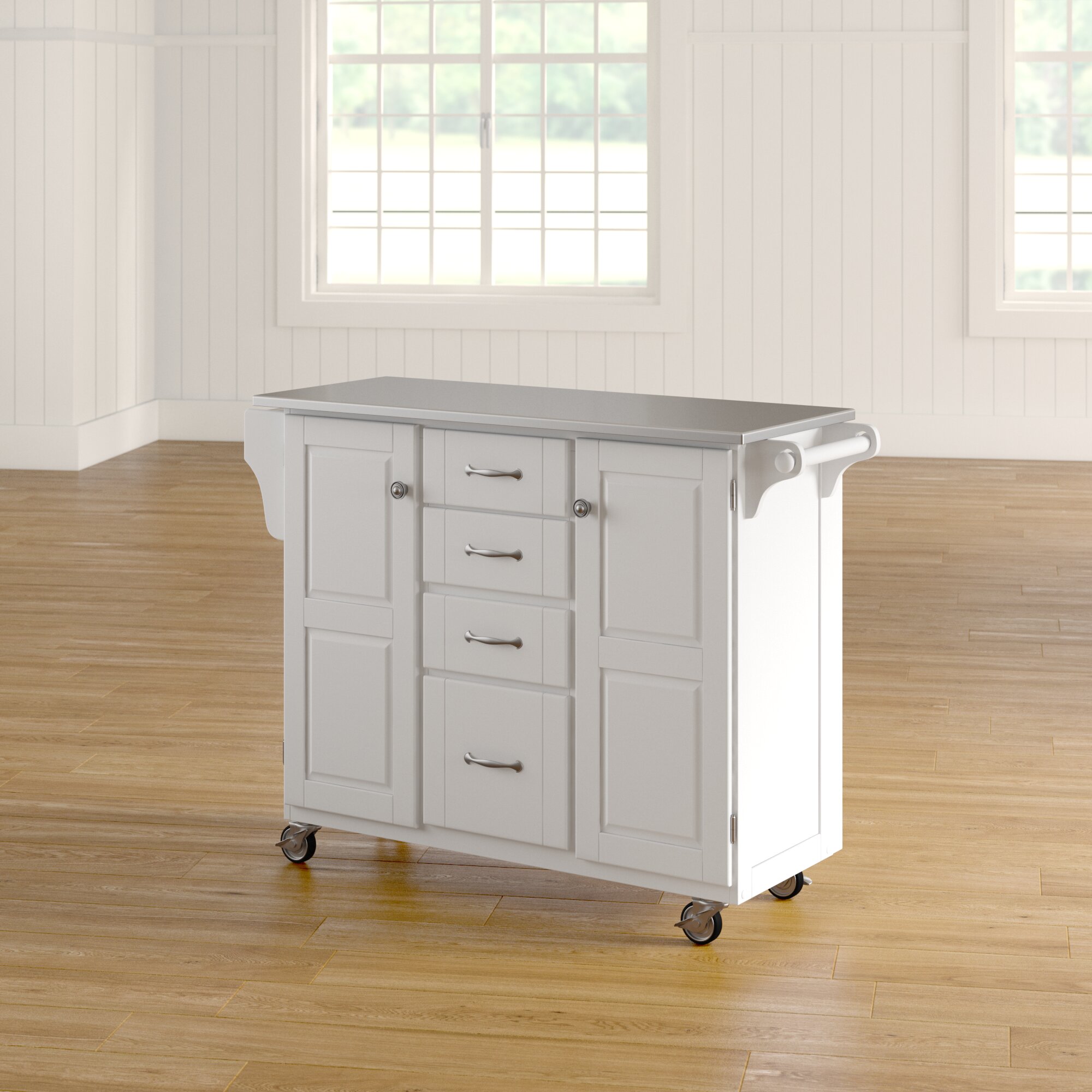 August Grove Adelle A Cart Kitchen Island With Stainless Steel Top Reviews Wayfair