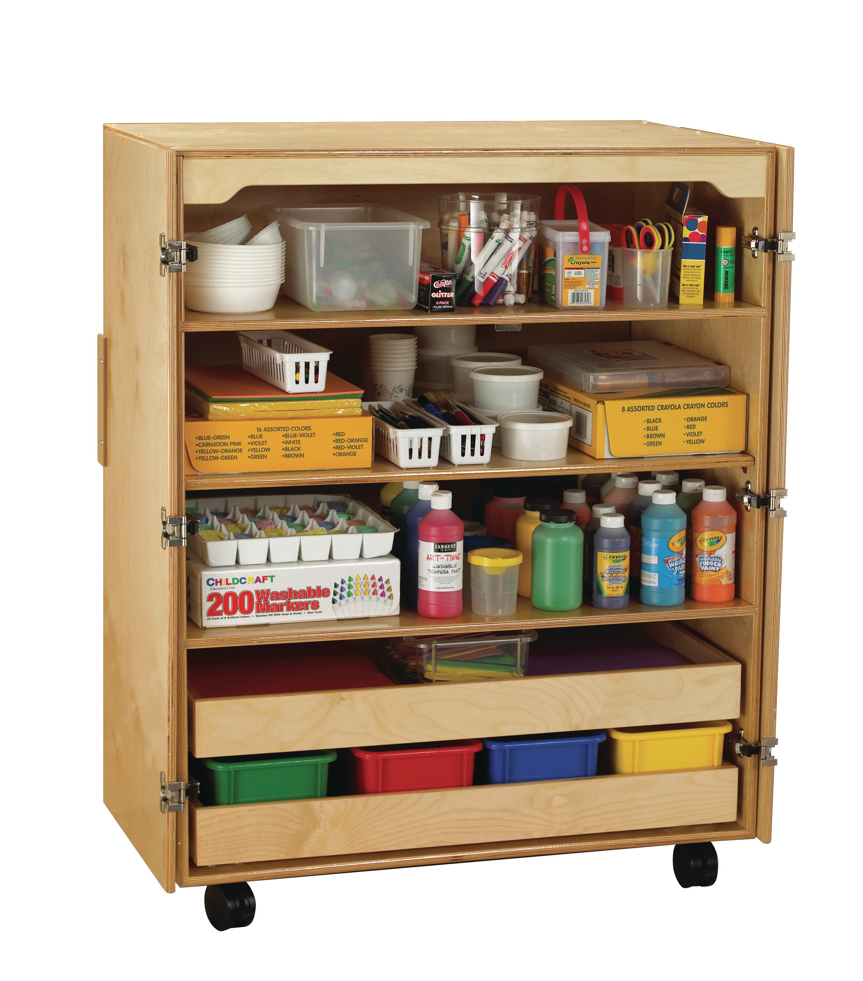 Childcraft Art Storage 5 Compartment Classroom Cabinet With Doors
