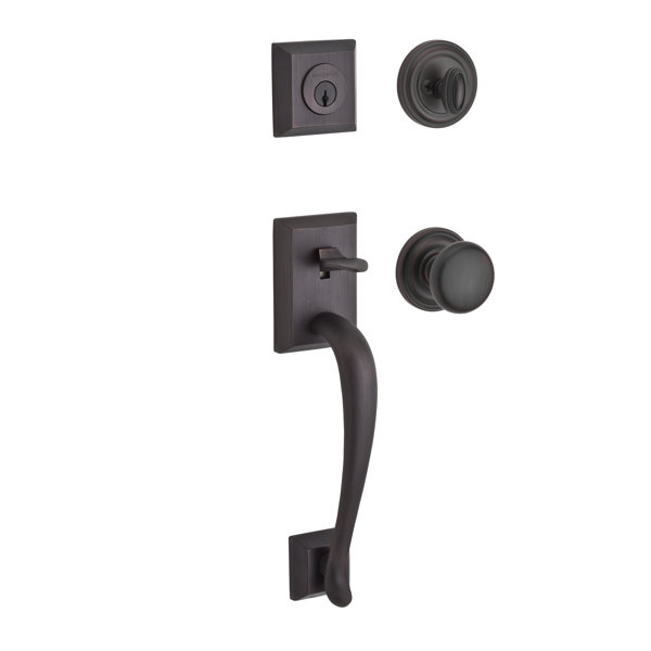 Napa Single Cylinder Handleset with Traditional Round Rose and Round interior Knob by Baldwin