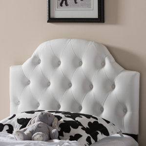 Baxton Studio Morris White Scalloped Queen Upholstered Panel Headboard by Wholesale Interiors