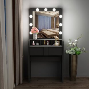 vanity mirror table with lights