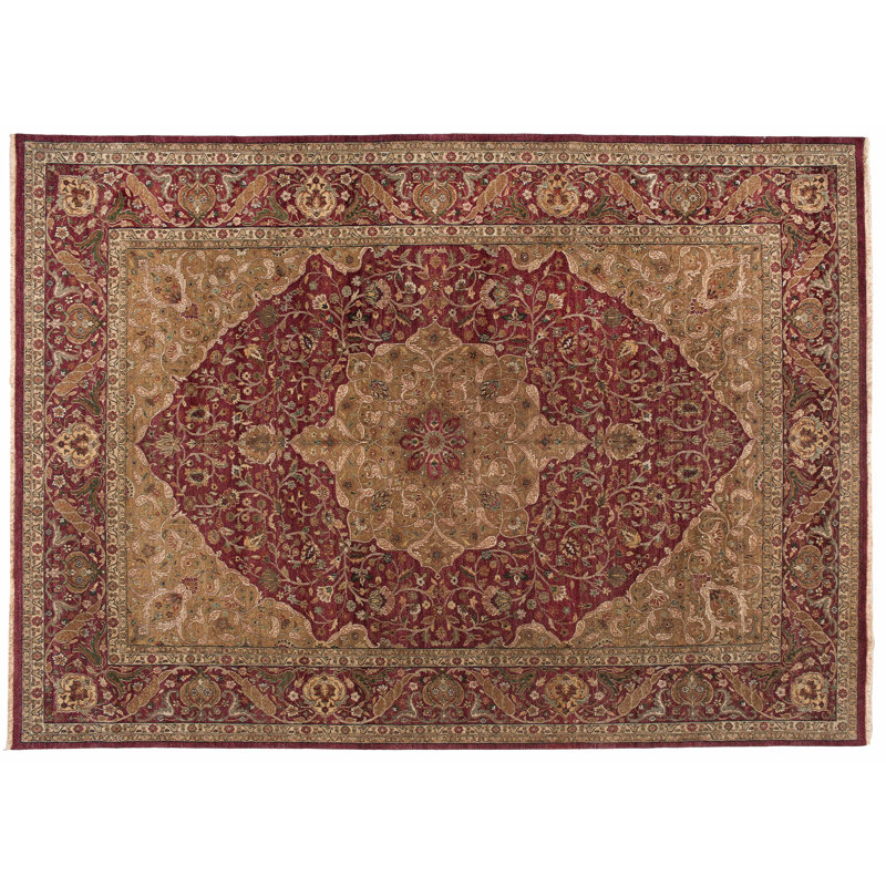 One-of-a-Kind Indian Hand-Knotted 8'1" x 12' Wool Red/Brown Area Rug