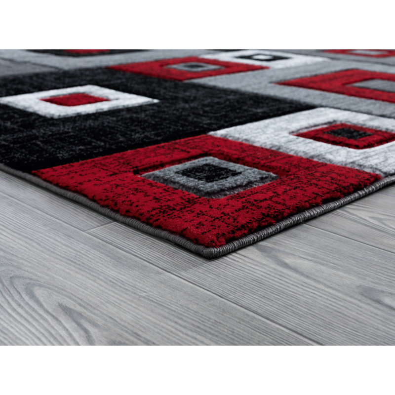 Orren Ellis Zabala Red Gray Black Area Rug Wayfair Orren Ellis Zabala Red Gray Black Area