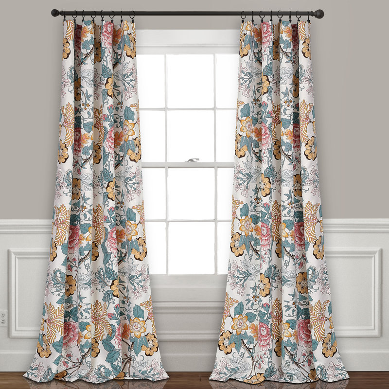 Dellaposta Floral Room Darkening Thermal Rod Pocket Curtain Panels