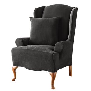 Stretch Pique T-Cushion Wingback Slipcover