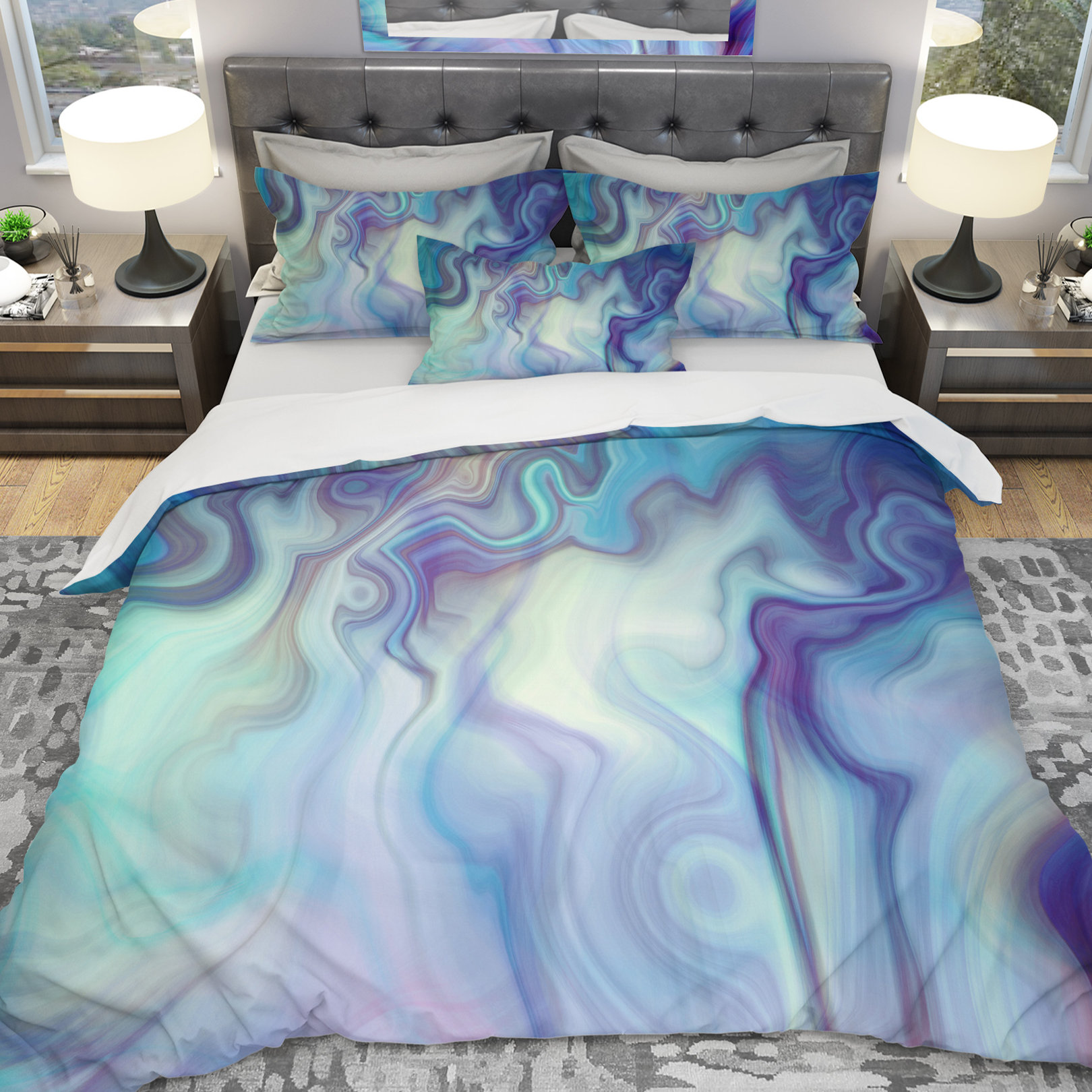 Chic Purple Swirled 8-Piece Wendy 100/% Polyester Comforter Set