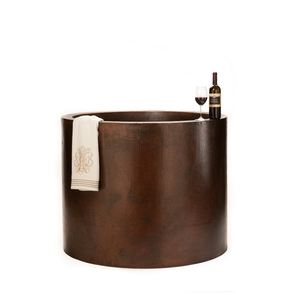 45 x 45 Hand Hammered Japanese Style Copper Whirlpool Bathtub by Premier Copper Products