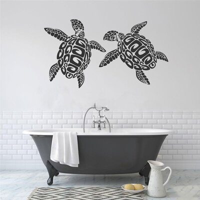 Ocean Sea Turtle Pair Vinyl Wall Words Decal Sticker Home Decor Art Red Barn Decals Size: 33