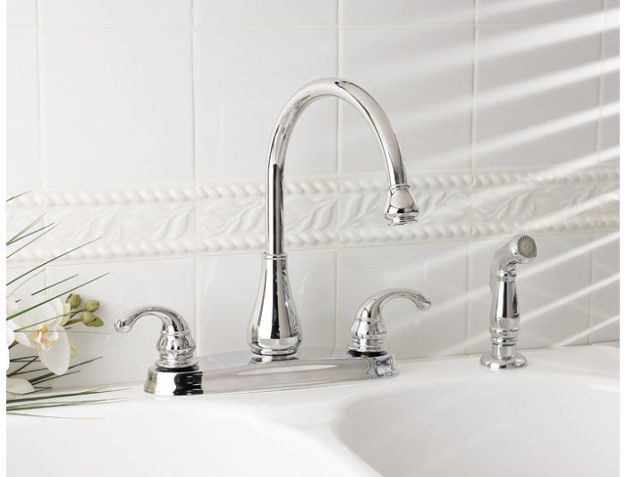 Pfister Treviso Double Handle Kitchen Faucet With Side Spray