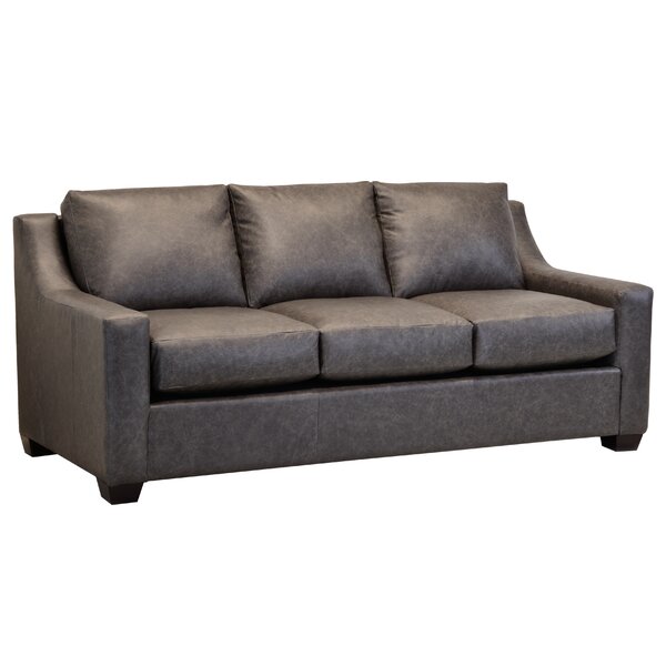 Made In Usa Waldemar Distressed Grey Top Grain Leather Sofa By Ebern Designs