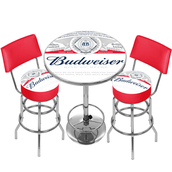 Budweiser Label Game Room Combo 3 Piece Pub Table Set By Trademark Global Comparison
