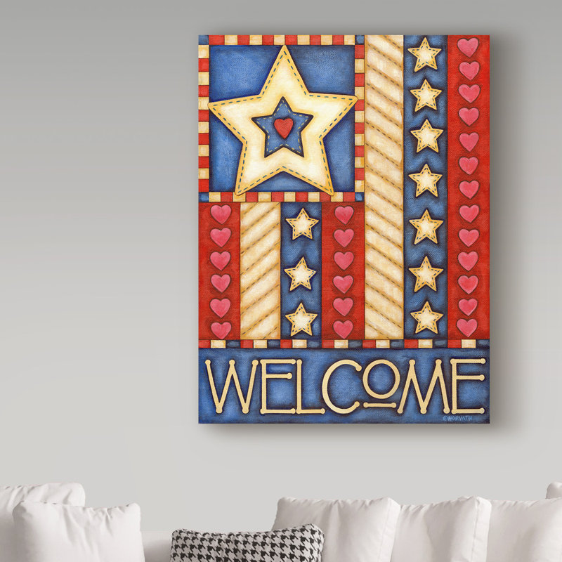 August Grove American Star Welcome Acrylic Painting Print On