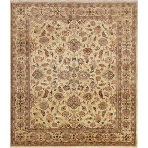One-of-a-Kind Leann Hand-Knotted Premium Wool Ivory Area Rug