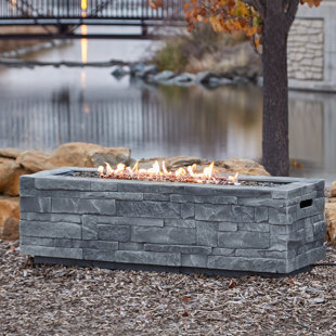 Rectangular Gas Fire Pit Wayfair Ledgestone Concrete Propane Natural Gas Fire Pit