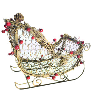 Christmas Rattan Light-up Sleigh Lighted Display