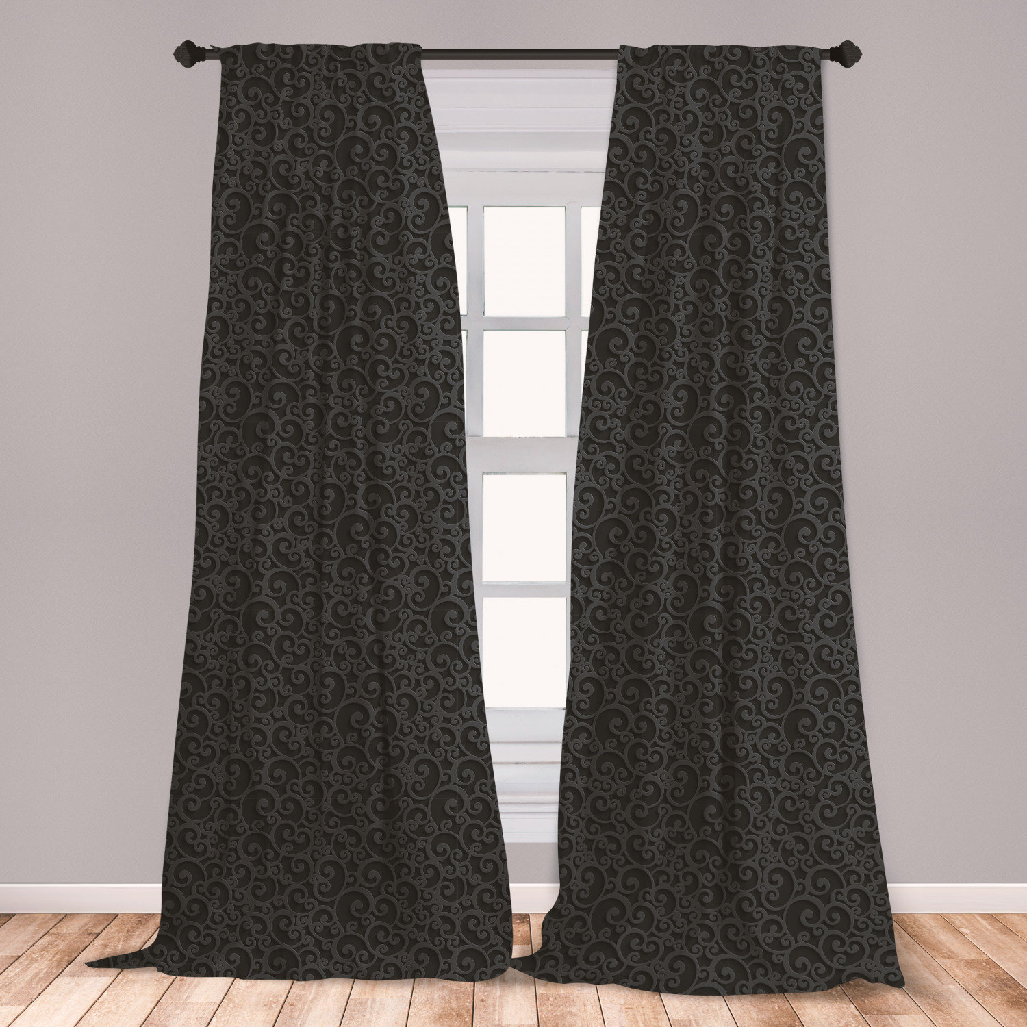 East Urban Home Ambesonne Dark Grey Curtains Abstract Victorian