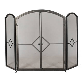 Benzara Hinged 3 Panel Metal Fireplace Screen Wayfair