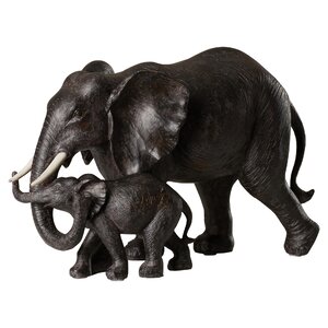 Mother and Baby African Elephant Figurine