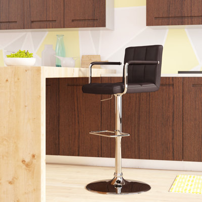 BillyRay Adjustable Height Bar Stool Latitude Run Upholstery Brown