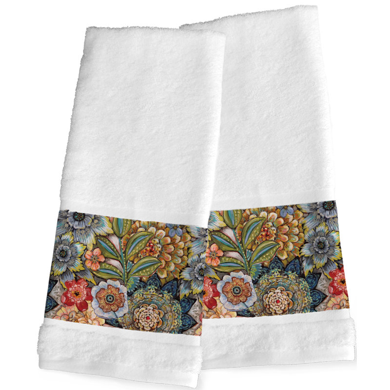 Bungalow Rose Haskell Boho Bouquet 2 Piece 100 Cotton Hand Towel Set Reviews Wayfair