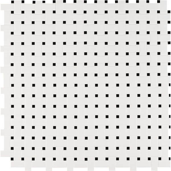 Basket Weave Random Sized Porcelain Mosaic Tile in White/Black by MSI