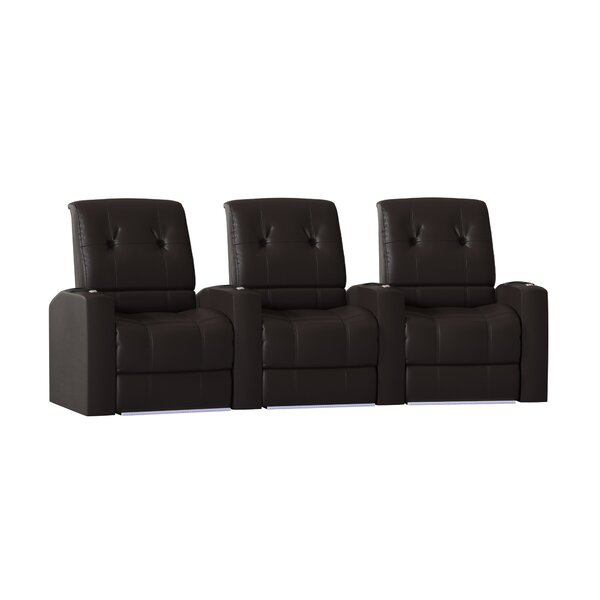 Large Blue LED Home Theater Curved Row Seating (Row Of 3) By Latitude Run
