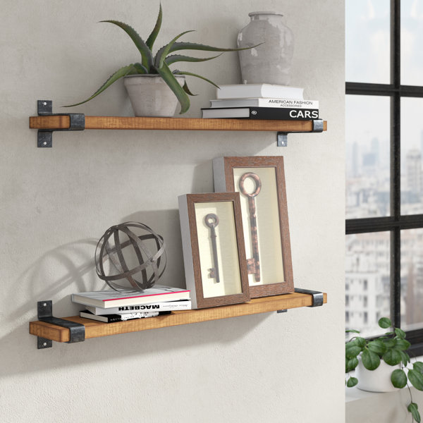 Double Wood Shelf With Pipe Frame Steampunk Style Vintage Design Home Decor Home Decor Wall Shelves Home Decor