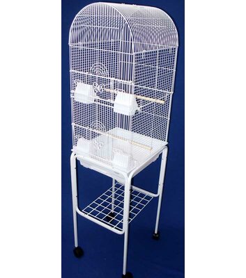 round bird cage and stand