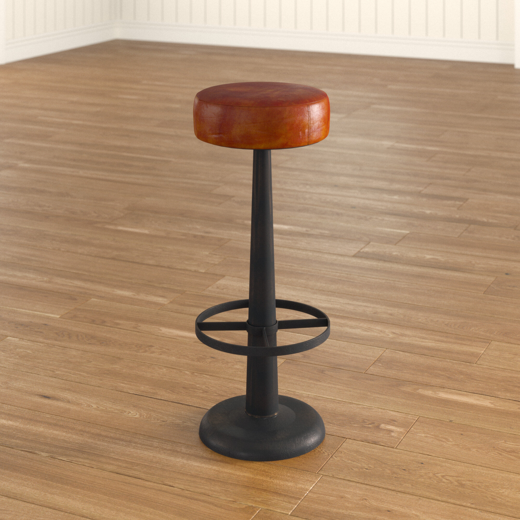 brown leather stool