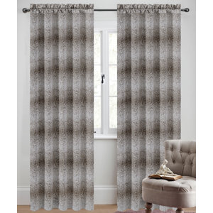 Metro Jacquard Damask Semi-Sheer Rod Pocket Curtain Panels (Set of 2)