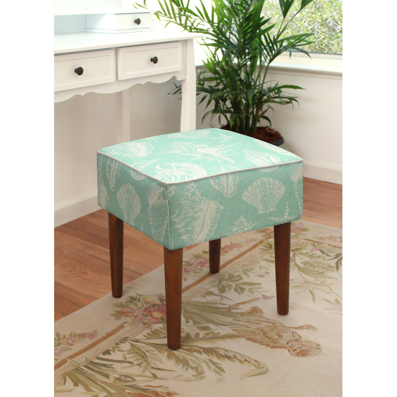 Seashells Upholstered Vanity Stool