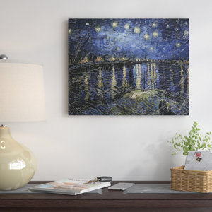 'Starry Night Over Rhone' by Vincent Van Gogh Oil Painting Print on Wrapped Canvas