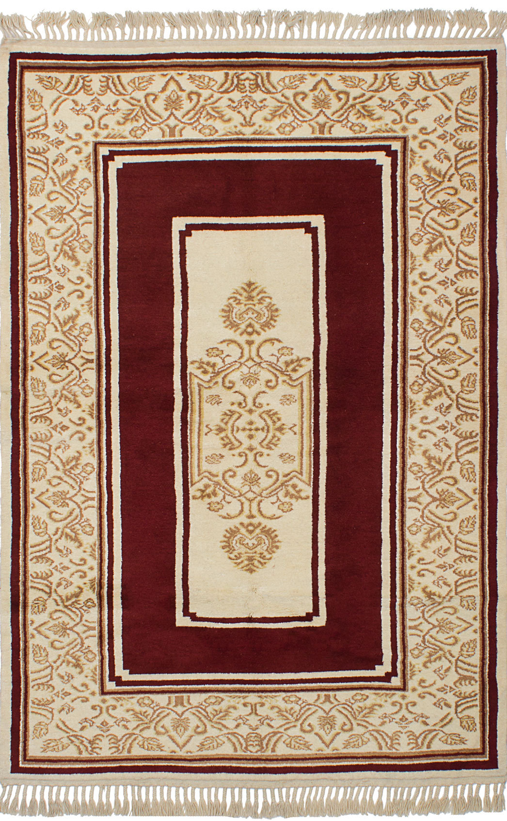 Isabelline One Of A Kind Andrei Hand Knotted Wool Cream Dark Red Andrei Hand Knotted Wool Cream