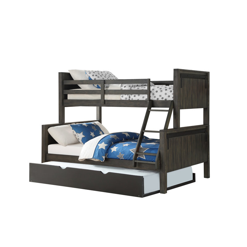 Harriet Bee Colombo Barn Door Twin Over Full Bunk Bed With Trundle Harriet Bee Colombo Barn Door Twin Over