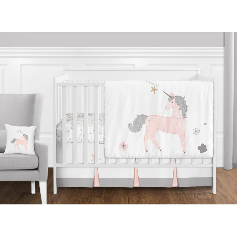teal and pink baby bedding