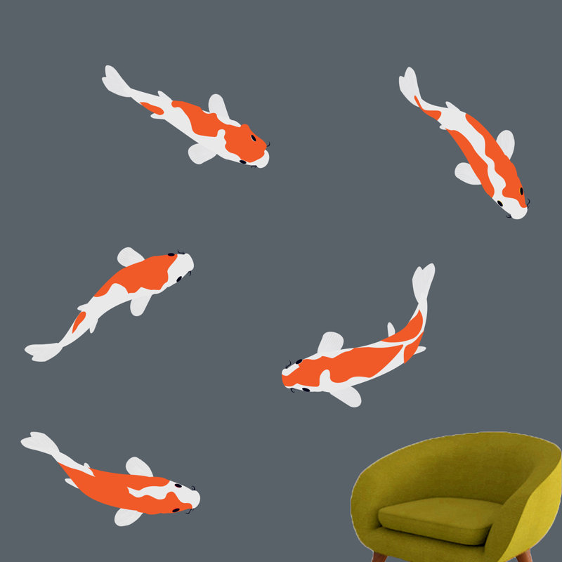 World Menagerie 5 Piece Koi Fish Printed Wall Decal Set Wayfair