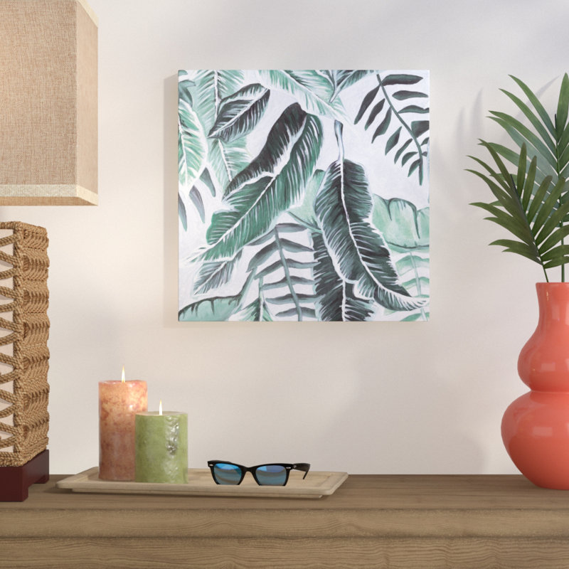 Bay Isle Home Fresh Green Tropical Palm Leaves Acrylic Painting
