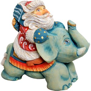 Derevo Santa on Elephant Figurine Ornament