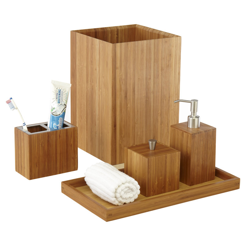 Defoe Bamboo 5-Piece Bathroom Accessory Set & Reviews | AllModern