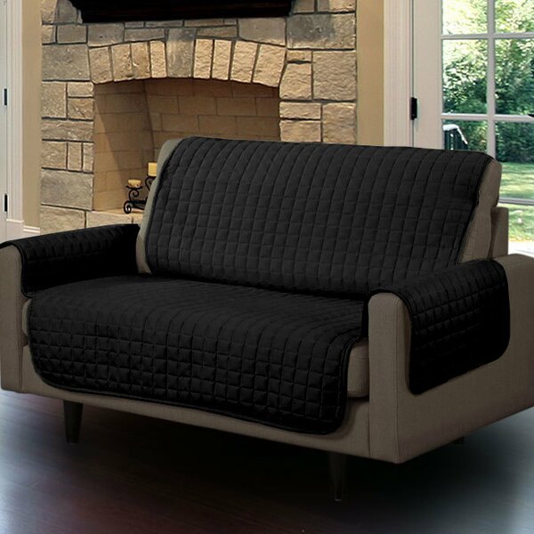 Microsuede Box Cushion Loveseat Slipcover By Symple Stuff