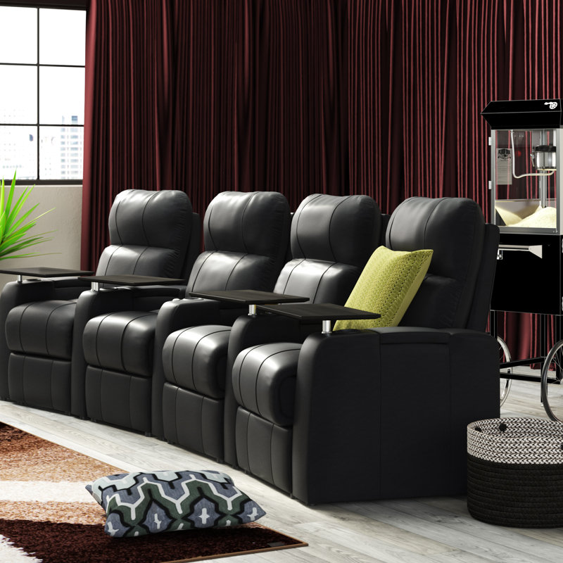 Latitude Run Leather Home Theater Row Seating Row Of 4 Reviews