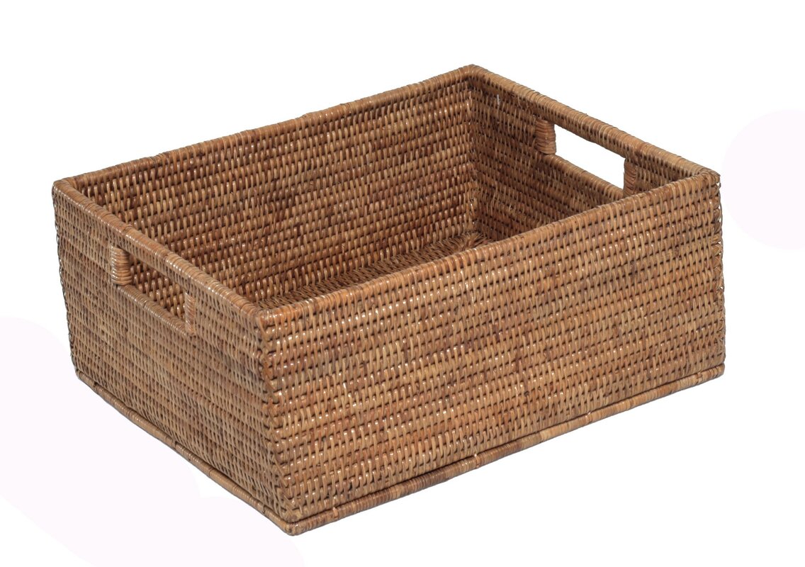 artifacts trading Rattan Rectangular Basket with Cutout Handles ...