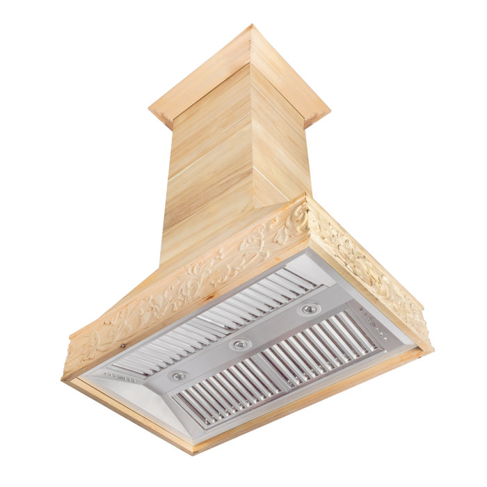 23 Unfinished Wooden Island Mount 1200 Cfm Ducted Wood Range Hood 23 Unfinished Wooden Island Mount 1200 Cfm Ducted Wood Range Hood