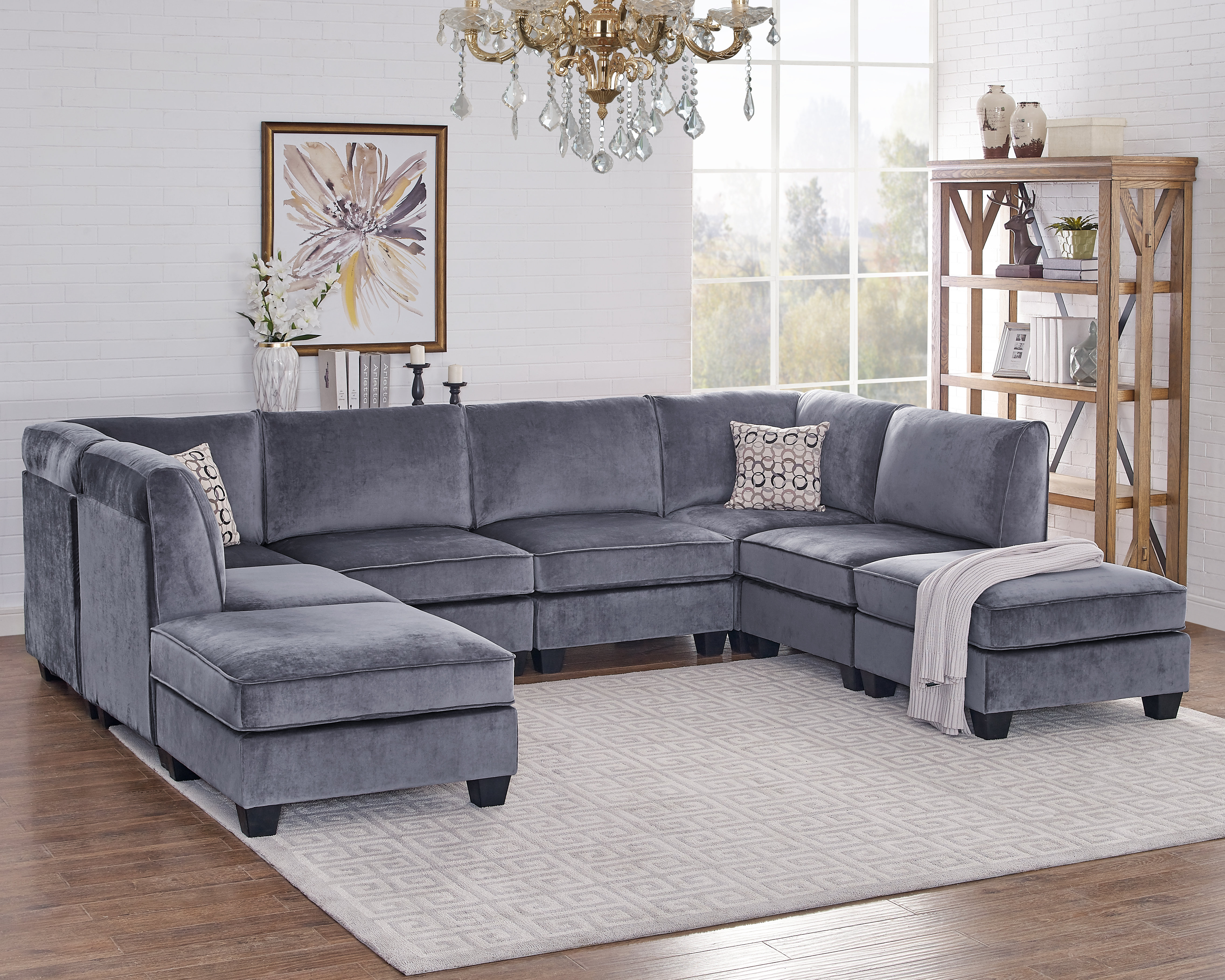 Ivy Bronx Eula Modular Velvet Sofa Set Reviews Wayfair