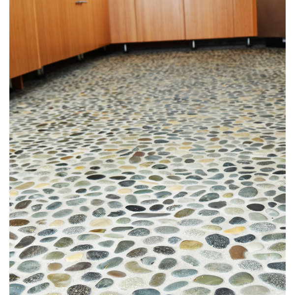 Classic Pebble Random Sized Natural Stone Pebble Tile in Multi by Pebble Tile