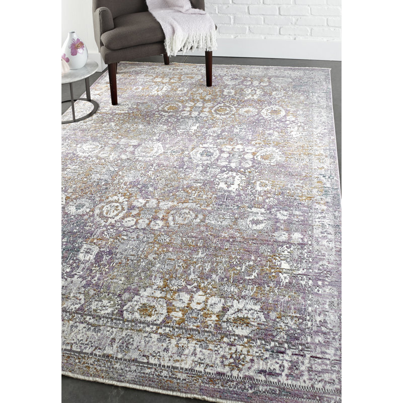 Bungalow Rose Emmalynn Sorbet Power Loom Orange Purple Ivory Rug Wayfair
