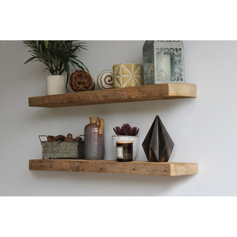 Urbanlegacy Reclaimed Barn Wood 2 Piece Floating Shelf Set